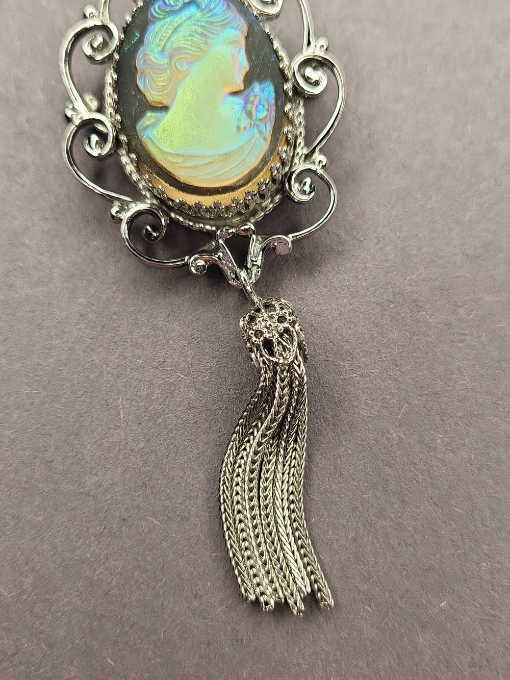 Elegant Silver Cameo Brooch